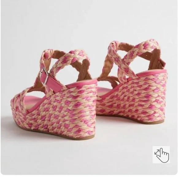 Torrid Size 11.5 Pink Wide Width T-Strap Platform Raffia Wedge Sandals NWT - Picture 3 of 10